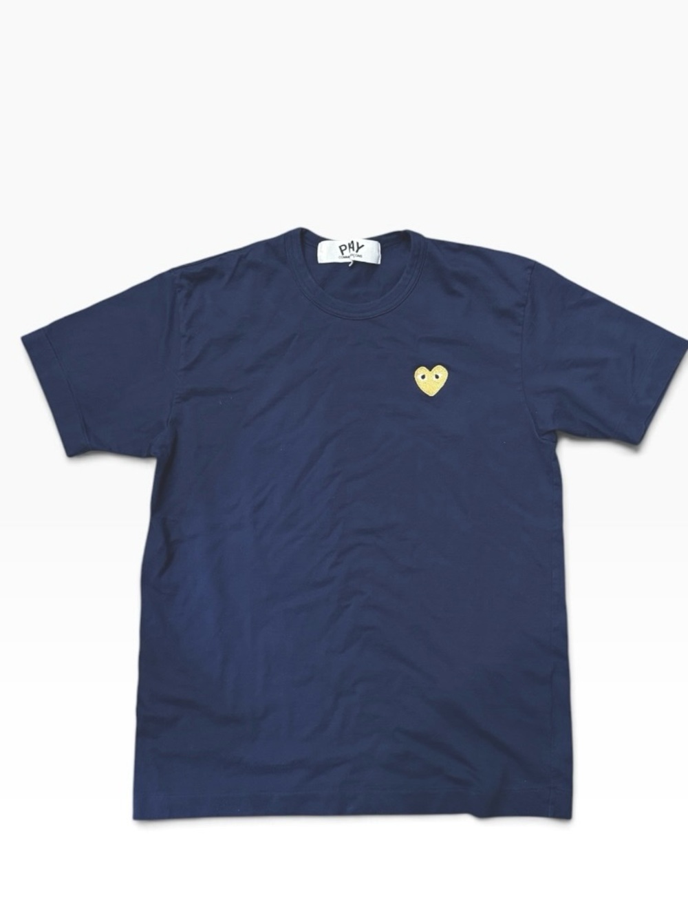 💛Commes de Garcons PLAY navy cotton tee shirt gold heart logo L M💛